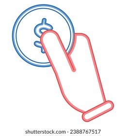 Icono de la mano con la moneda Finanzas Icono de la ilustración del vector