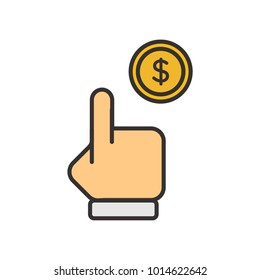 Hand coin icon