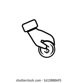 hand and coin icon black vector illustration