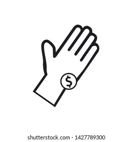 Hand and coin icon. Online payment sign