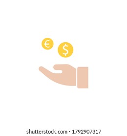 Hand with coin icon vector design illustration