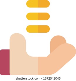 hand coin icon vector illustration on white background, hand coin icon, logo business