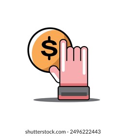 hand with coin money business financial investing vector