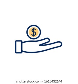 hand with coin money dollar vector illustration design