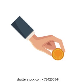 Hand with Coin money isolated