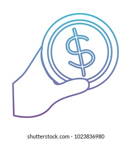 hand with coin money isolated icon