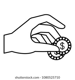 hand with coin money isolated icon