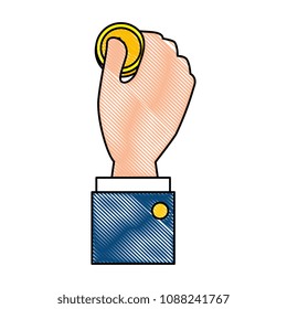 hand with coin money isolated icon
