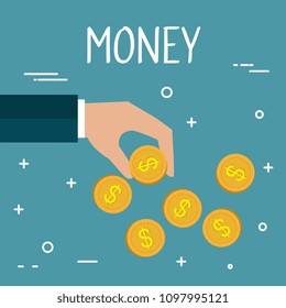 hand with coin money isolated icon