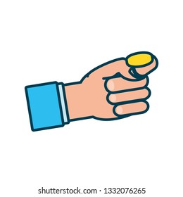 hand with coin money isolated icon