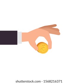 hand with coin money isolated icon vector illustration design