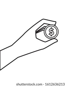 hand with coin money isolated icon vector illustration design