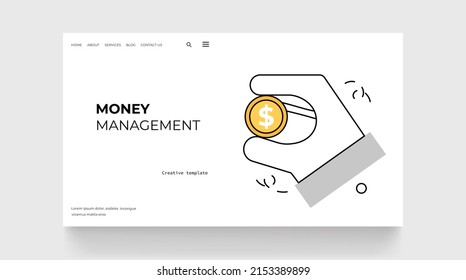 Hand with coin on white background. Money management concept.