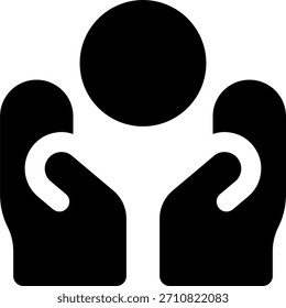 Hand coin vector design in modern style, financial transaction and money giving concept, business economy illustration. Glyph Icon