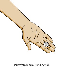Hand with coins