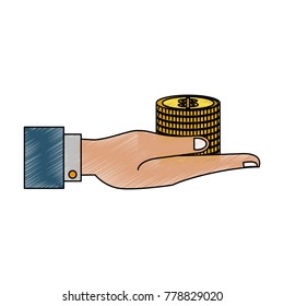 Hand with coins