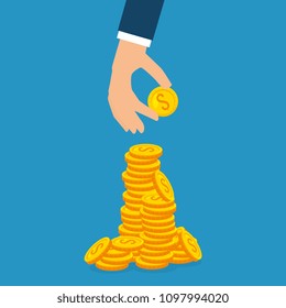 hand with coins money