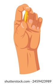 Hand with coins. Money donation, charity or investment. Coins or cash in hand. Colorful flat vector illustration with isolated on white