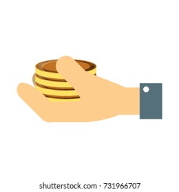 hand with coins vector illustration