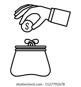 hand with coins and wallet