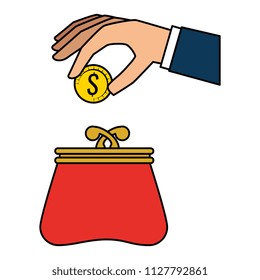 hand with coins and wallet