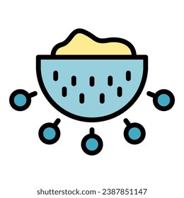 Hand colander icon outline vector. Kitchen utensil. Cooking strainer color flat