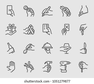 Hand collection, Activity line icon