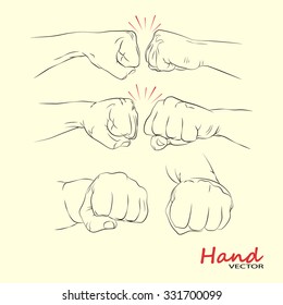 Hand collection. Set of vector sketches.