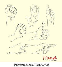 Hand collection. Set of vector sketches.