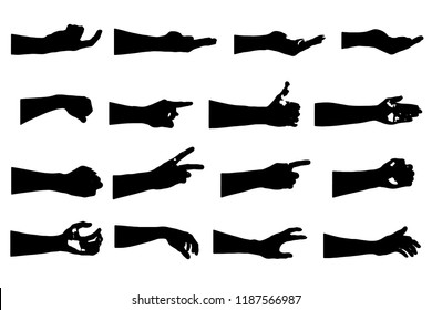 hand collection in silhouette clip art icon multiple design by vector on white background