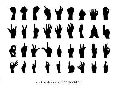 hand collection in silhouette clip art icon multiple design by vector on white background
