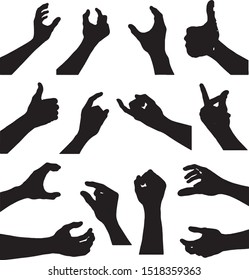 hand collection in silhouette clip art icon multiple in gestures design by vector on white background