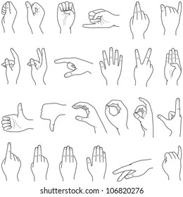 Hand Collection - Vector Line Illustration