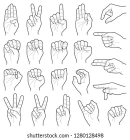 Hand collection - vector line illustration