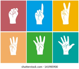 Hand collection - vector line illustration