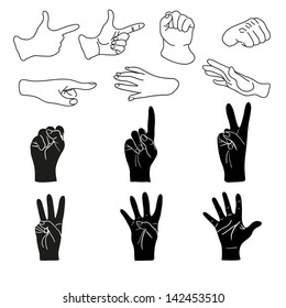Hand collection - vector line illustration