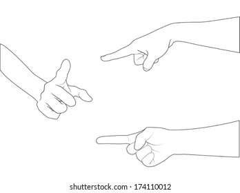 Hand collection - vector line illustration