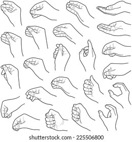 Hand collection    vector line illustration 