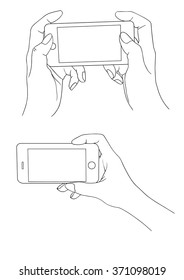 Hand collection - vector line illustration on white background
