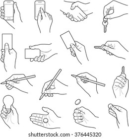 Hand collection - vector line illustration 