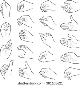 Hand Collection - Vector Line Illustration