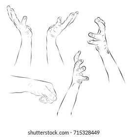 Hand collection - vector line illustration