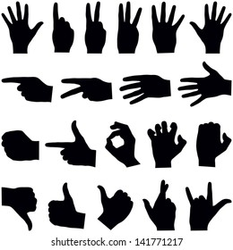 Hand collection - vector silhouette