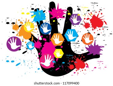 Hand color design vector