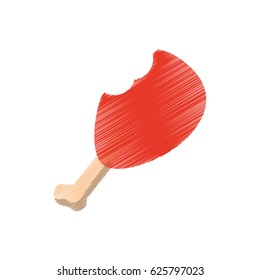 hand colored drawing chicken thigh bite icon