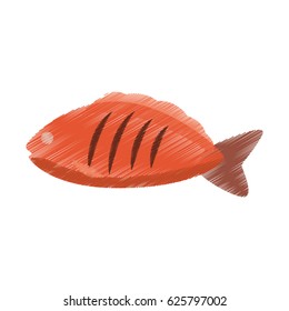hand colored drawing fish icon