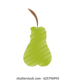 hand colored drawing pear bite icon