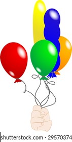 Hand with colorful balloons - vector