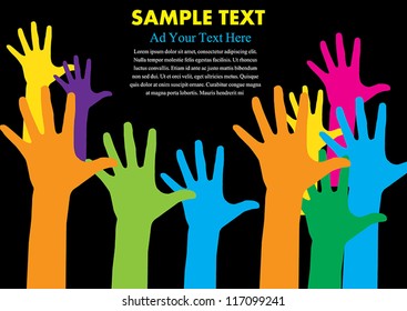 Hand colorful with copy space vector illustration