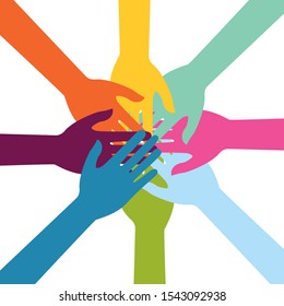 Hand Colorful Creative  Connection with Teamwork